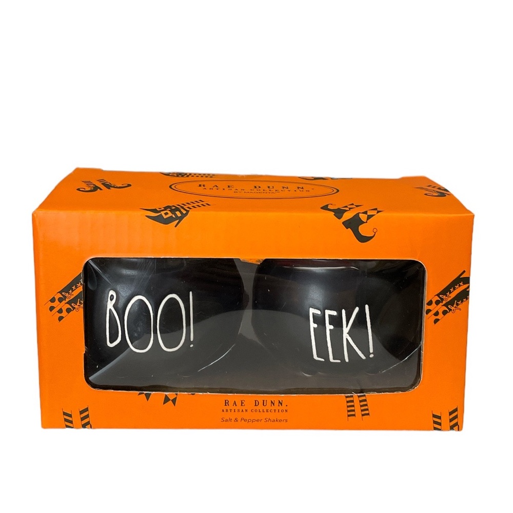 NEW Rae Dunn EEK! & BOO! Halloween Salt and Pepper Shakers
